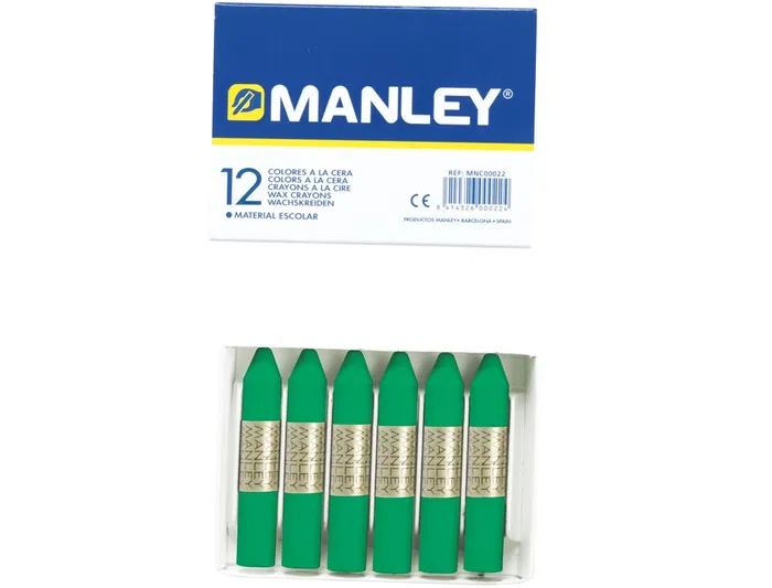 Manley Lápices de cera unicolor verde natural n.21 caja de 12 unidades