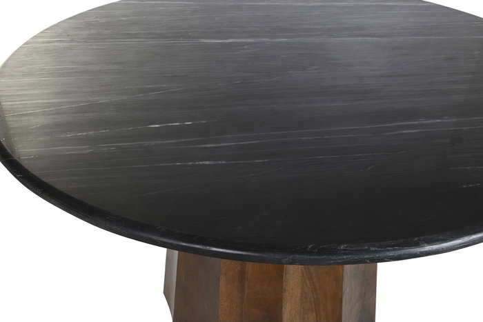 DKD Home Decor Mesita Auxiliar de Mármol y Mango Negro y Natural