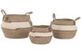 DKD Home Decor Set de 3 Cestas de Fibra y Algodón Melocotón