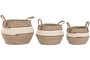 DKD Home Decor Set de 3 Cestas de Fibra y Algodón Melocotón