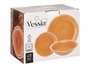 Vessia Set 18 Piezas Vajilla Gres Beige Borde Plato Llano 26 cm, Plato Hondo 21.5 cm, Plato Postre 19 cm 34.5x27.5x20 cm