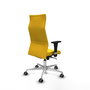 PIQUERAS Y CRESPO Sillón Albacete con Mecanismo Sincro, Similpiel Amarillo, Base Aluminio, Brazos 1D, Ruedas 65mm