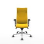 PIQUERAS Y CRESPO Sillón Albacete con Mecanismo Sincro, Similpiel Amarillo, Base Aluminio, Brazos 1D, Ruedas 65mm