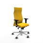 PIQUERAS Y CRESPO Sillón Albacete con Mecanismo Sincro, Similpiel Amarillo, Base Aluminio, Brazos 1D, Ruedas 65mm
