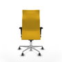 PIQUERAS Y CRESPO Sillón Albacete con Mecanismo Sincro, Similpiel Amarillo, Base Aluminio, Brazos 1D, Ruedas 65mm