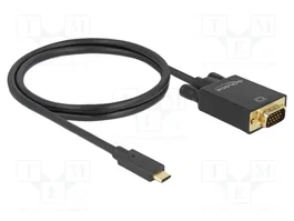DeLOCK 85261 Adaptador de vídeo USB Tipo C a VGA, 1 m, Negro