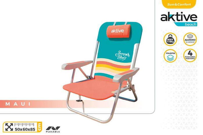 Silla de playa de aluminio plegable con cojín 50x60x85 cm Color Baby