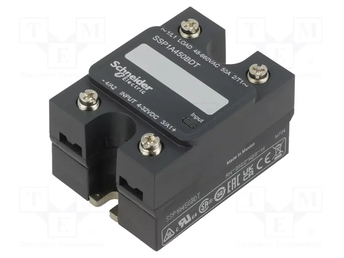 SCHNEIDER ELECTRIC SSP1A450BDT Relé de semiconductor 1-fásico 50A 48-660VAC SCHNEIDER ELECTRIC SSP1A450BDT Relé de semiconductor 1-fásico 50A 48-660VAC