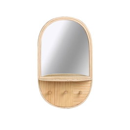 DKD Home Decor Espejo MDF y Pino con Perchero Natural 27,5x11,5x46 cm