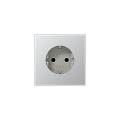 Jung AL1520 Enchufe Schuko de Aluminio, 1 Toma, 250 V, 16 A, CEE 7/3, 70 x 70 mm