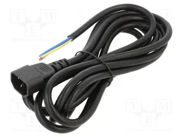 AKYGA Cable de alimentación H03VV-H 3x1mm2 IEC C14 macho 3m