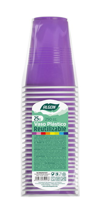 Algon Set 25 Vasos Bicolor Fucsia-Blanco 250 ml 8 x 10 x 8 cm (24 Unidades)