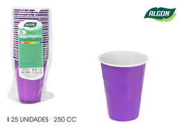 Algon Set 25 Vasos Bicolor Fucsia-Blanco 250 ml 8 x 10 x 8 cm (24 Unidades)