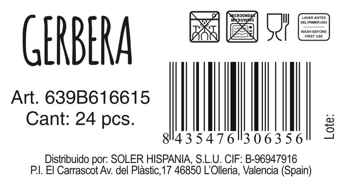 La Mediterranea Bol Snacks Colores Gerbera 14 cm (48 Unidades)