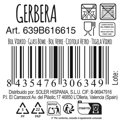 La Mediterranea Bol Snacks Colores Gerbera 14 cm (48 Unidades)