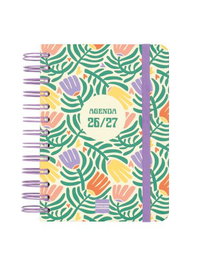 FINOCAM Agenda Escolar Cosmo Wire-O 2026-27 Tapa Extradura 120x169 con Goma Garden