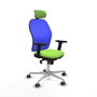 PIQUERAS Y CRESPO Silla de oficina Jorquera con mecanismo Sincro, Tela Pistacho y Malla Azul