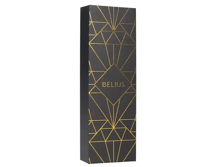 Belius Pluma Soiree Aluminio Negro y Dorado con Tinta Azul