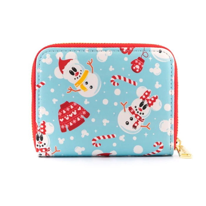 Loungefly Cartera con cremallera Disney Mickey Minnie Snowman AOP Cuero Vegano