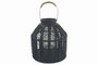 DKD Home Decor Portavelas de Metal y Ratán Negro 26,5x26,5x28 cm