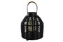 DKD Home Decor Portavela Colonial Negro Metal y Ratan 26.5 x 28 x 26.5 cm