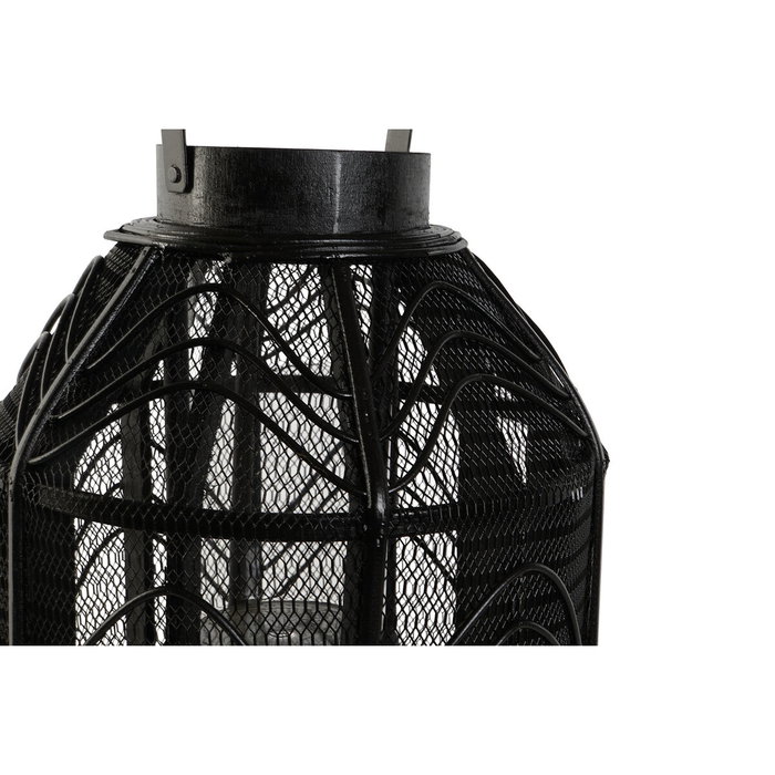 DKD Home Decor Portavelas de Metal y Ratán Negro 26,5x26,5x28 cm DKD Home Decor Portavelas de Metal y Ratán Negro 26,5x26,5x28 cm