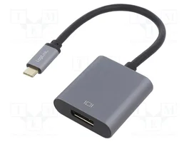 LOGILINK Adaptador USB 3.2 Gen1 Tipo-C a DisplayPort 1.2, 0,15 m, Negro/Gris
