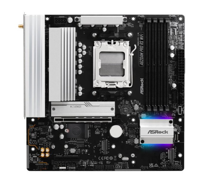 ASRock A620AM Pro RS WiFi, Placa Base AMD A620 Chipset, Socket AM5 (Ryzen 7000/8000/9000), mATX, DDR5, 2.5Gb LAN, WiFi 6E, Bluetooth 5.2, HDMI, DisplayPort