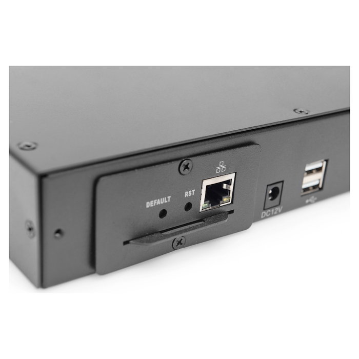 Digitus Conmutador modular KVM, 8 puertos, Montaje en rack, 1U, Negro