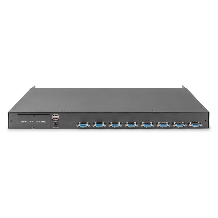Digitus Conmutador modular KVM, 8 puertos, Montaje en rack, 1U, Negro