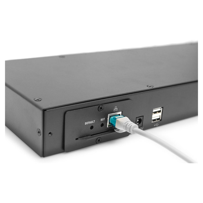 Digitus Conmutador modular KVM, 8 puertos, Montaje en rack, 1U, Negro