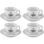 Gaggia Milano Set de 4 Tazas de Cappuccino y 4 Platos en Cerámica Blanca