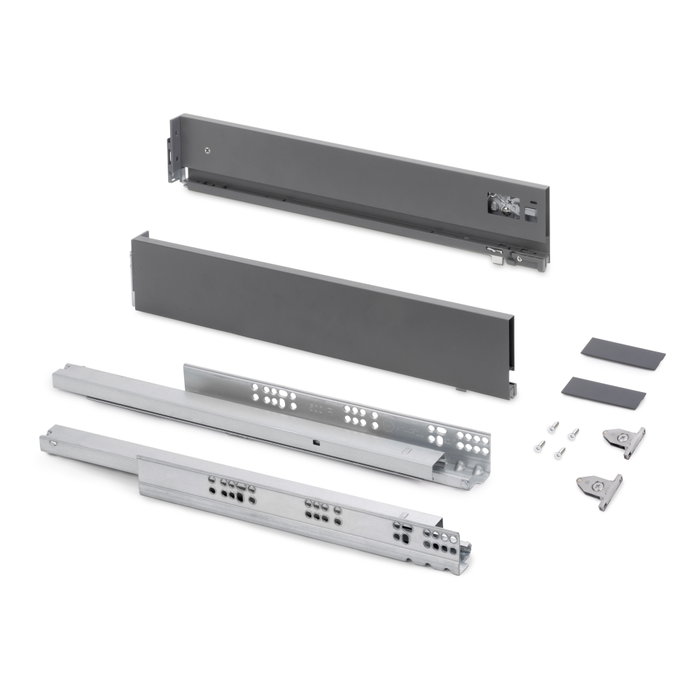 Emuca Cajón exterior Vertex con regulación 3D, 93mm de altura y 270mm de profundidad, Gris antracita Emuca Cajón exterior Vertex con regulación 3D, 93mm de altura y 270mm de profundidad, Gris antracita