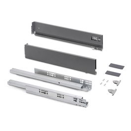 Emuca Cajón exterior Vertex con regulación 3D de altura 93mm, 40kg, profundidad 270mm, Acero, Gris antracita