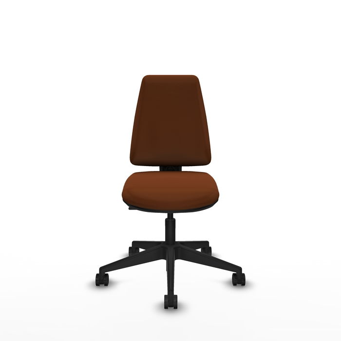 Silla de oficina Elche con mecanismo Contacto permanente básico tapizada con Similpiel color Marrón. Equipada con Base piramidal negra, Sin brazos y Ruedas 65mm nailon Silla de oficina Elche con mecanismo Contacto permanente básico tapizada con Similpiel color Marrón. Equipada con Base piramidal negra, Sin brazos y Ruedas 65mm nailon