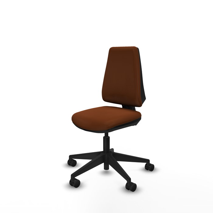 Silla de oficina Elche con mecanismo Contacto permanente básico tapizada con Similpiel color Marrón. Equipada con Base piramidal negra, Sin brazos y Ruedas 65mm nailon Silla de oficina Elche con mecanismo Contacto permanente básico tapizada con Similpiel color Marrón. Equipada con Base piramidal negra, Sin brazos y Ruedas 65mm nailon