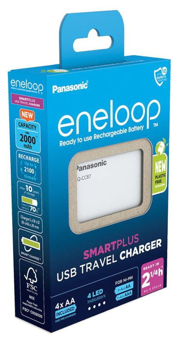 Panasonic Smartplus USB con 4 baterías Eneloop AA 2000 mAh