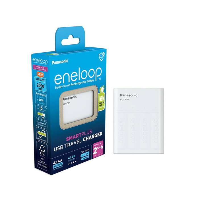 Panasonic Smartplus USB con 4 baterías Eneloop AA 2000 mAh