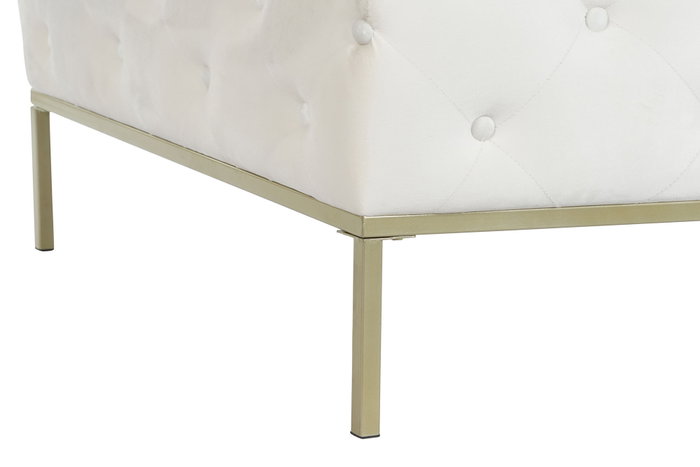 DKD Home Decor Descalzadora de Poliéster y Metal con Capitone Blanco y Dorado DKD Home Decor Descalzadora de Poliéster y Metal con Capitone Blanco y Dorado