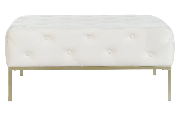DKD Home Decor Descalzadora de Poliéster y Metal con Capitone Blanco y Dorado DKD Home Decor Descalzadora de Poliéster y Metal con Capitone Blanco y Dorado