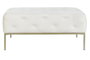 DKD Home Decor Descalzadora de Poliéster y Metal con Capitone Blanco y Dorado