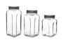 Hermia SHYMIX3LU Juego de 3 Tarros de Cristal con Tapa Plateada para Cocina, 660ml 820ml 980ml