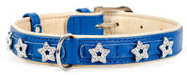 Collar Pet Collar Cuero Estrella Purpura 25mm 38-49cm