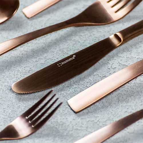 Summa Tenedor de Postre Satin Cobre - Cubertería Acero Inoxidable 18/10 - 190 mm (Set de 12) Summa Tenedor de Postre Satin Cobre - Cubertería Acero Inoxidable 18/10 - 190 mm (Set de 12)