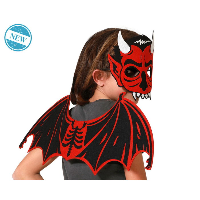 Atosa Disfraz de Diablillo Infantil con Alas y Máscara Roja y Negra Atosa Disfraz de Diablillo Infantil con Alas y Máscara Roja y Negra