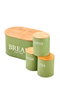 Hermia M0265 - 4LU/YESIL Juego de 4 Cajas de Almacenamiento de Metal Verde con Tapas de Madera para Cocina y Despensa, Medidas 30x19x15 cm y 10x11x10 cm