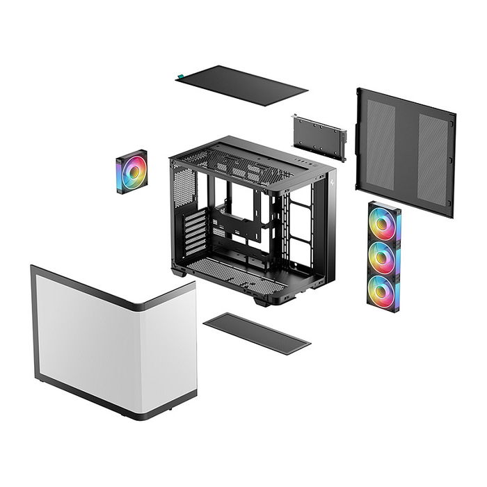 DeepCool CG530U Torre ATX Panoramaglas Negro con 4 Ventiladores ARGB, Compatible con ITX/micro ATX, Ventana Lateral