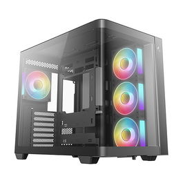 DeepCool CG530U Torre ATX Panoramaglas Negro con 4 Ventiladores ARGB, Compatible con ITX/micro ATX, Ventana Lateral