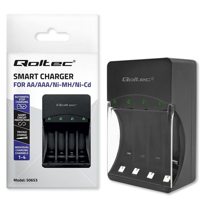Qoltec 50653 battery charger for ni mh type r03 aaa r6 aa 300ma