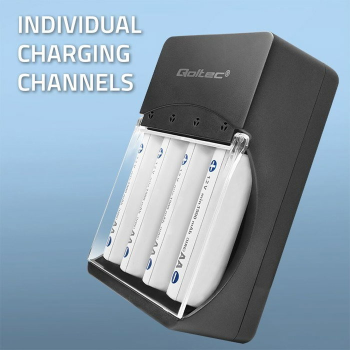 Qoltec 50653 battery charger for ni mh type r03 aaa r6 aa 300ma